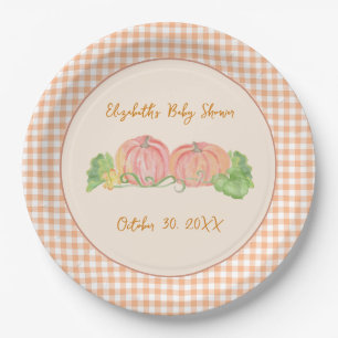 Two Little Pumpkins Twins Autumn Baby Shower Paper Plates