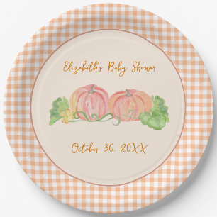 Two Little Pumpkins Twins Autumn Baby Shower Paper Plates