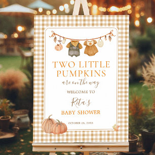 Two Little Pumpkins Twins Baby Shower Welcome Foam Board