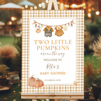 Two Little Pumpkins Twins Baby Shower Welcome Foam Board