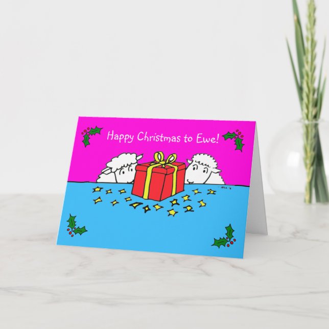 Two Little Sheep Gift Christmas Card (Front)
