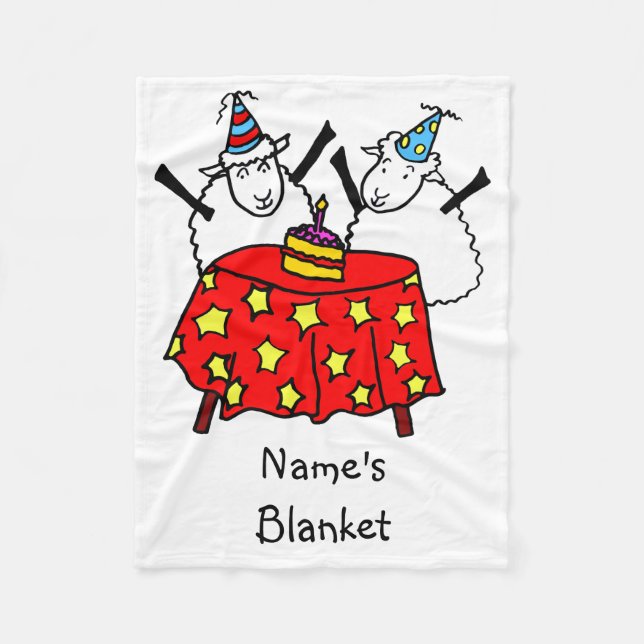 Two Little Sheep Party Fleece Blanket (Front)