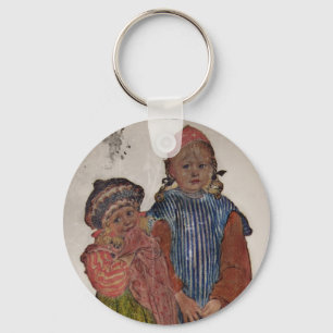 Two Little Sisters 1906 Keychain