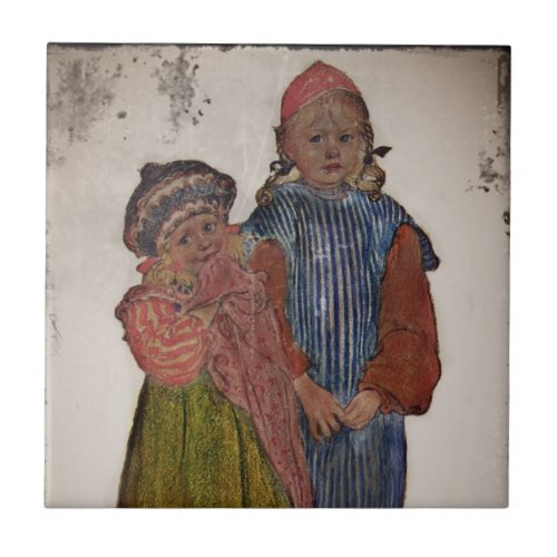 Two Little Sisters 1906 Tile