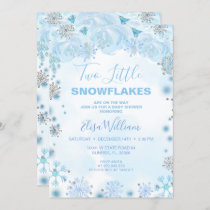 Two little Snowflakes are on the way Baby Shower Invitation