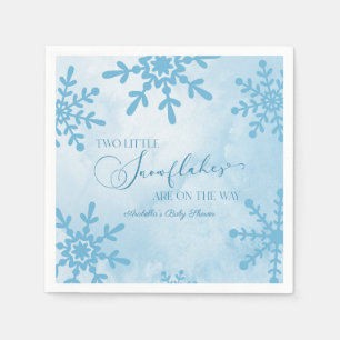 Two Little Snowflakes Winter Twins Baby Shower Napkins