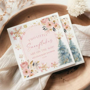 Two Little Snowflakes Winter Twins Baby Shower  Napkins