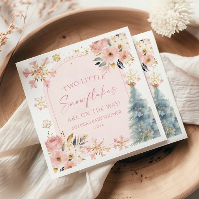 Two Little Snowflakes Winter Twins Baby Shower  Napkins (Creator Uploaded)