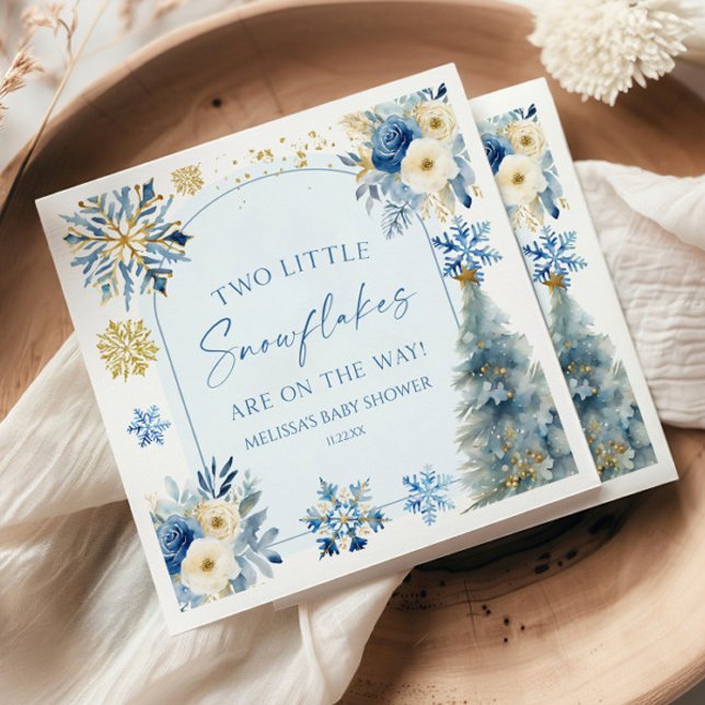 Two Little Snowflakes Winter Twins Baby Shower  Napkins (Creator Uploaded)