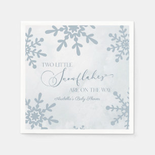 Two Little Snowflakes Winter Twins Baby Shower Napkins
