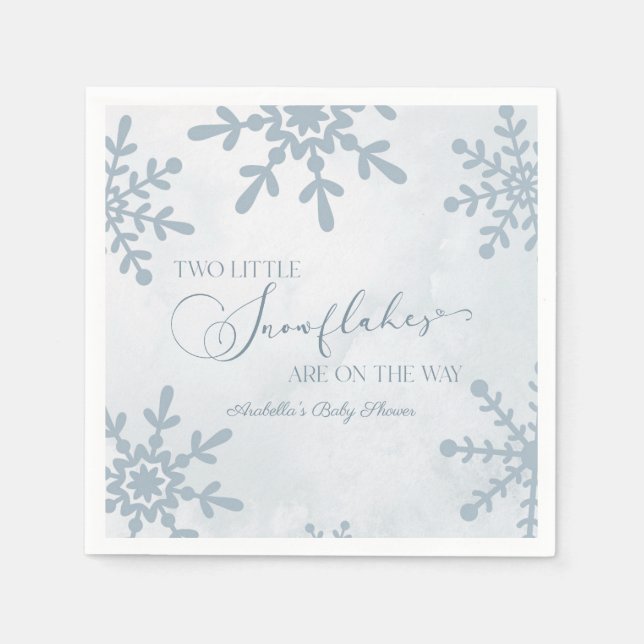 Two Little Snowflakes Winter Twins Baby Shower Napkins (Front)