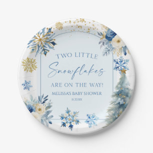 Two Little Snowflakes Winter Twins Baby Shower  Paper Plates
