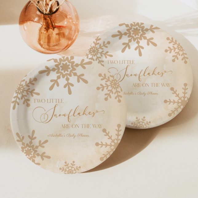 Two Little Snowflakes Winter Twins Baby Shower Paper Plates (Creator Uploaded)