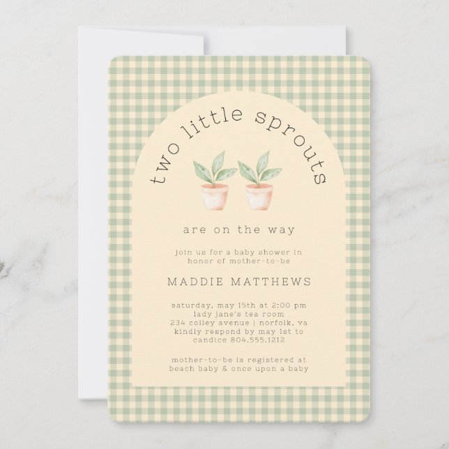 Two Little Sprouts are on the Way Baby Shower  Invitation (Front)