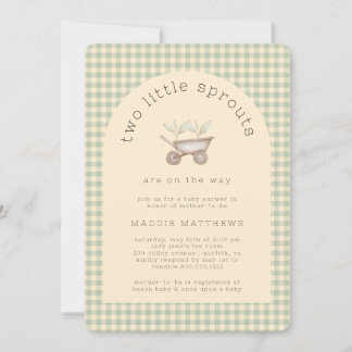 Two Little Sprouts are on the Way Baby Shower  Invitation