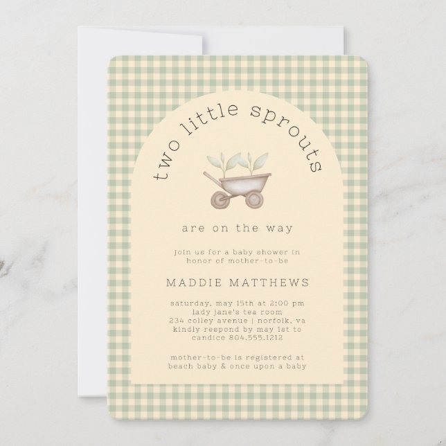 Two Little Sprouts are on the Way Baby Shower  Invitation (Front)