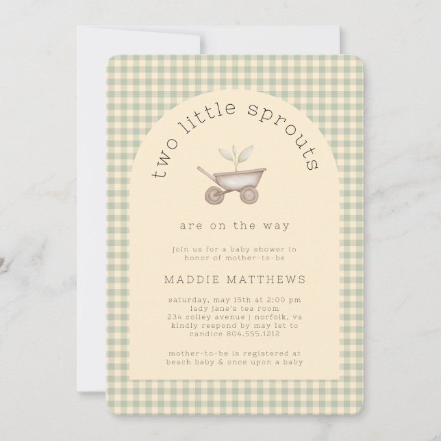 Two Little Sprouts are on the Way Baby Shower  Invitation (Front)