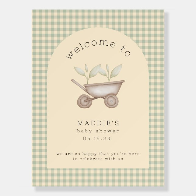 Two Little Sprouts Twins Baby Shower Welcome  Foam Board (Front)