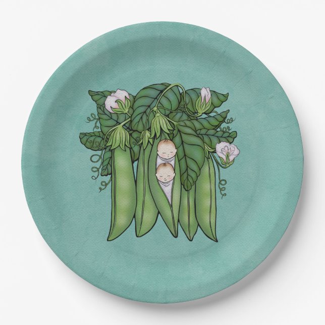 Two Little Sweet Peas Twins Multiples Paper Plates (Front)