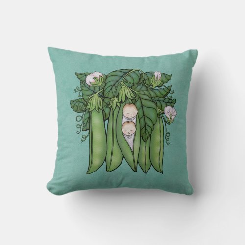 Two Little Sweet Peas Twins Multiples Throw Pillow