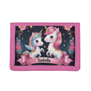 Two Little Unicorns Personalized Tri-fold Wallet