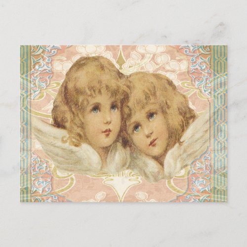 Two Little Vintage Angels Postcard