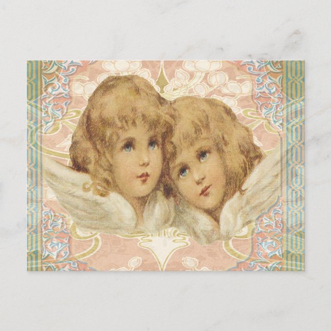 Two Little Vintage Angels Postcard (Front)