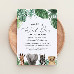 Two Little Wild Ones On the Way Safari Baby Shower Invitation