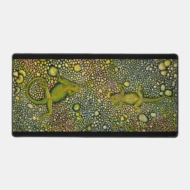 Two Lizards Greet Each Other Desk Mat (Front)