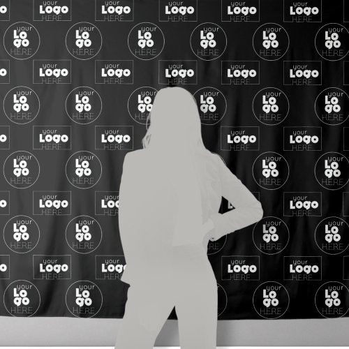 Two Logo Black Step  Repeat Photo Booth Backdrop