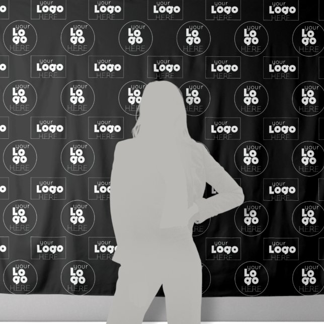 Two Logo Black Step + Repeat Photo Booth Backdrop (Creator Uploaded)