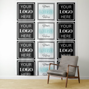 Two Logos Event White Simple Backdrop