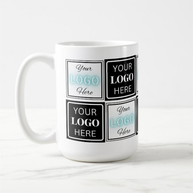 Two Logos Event White Simple Backdrop Coffee Mug (Left)