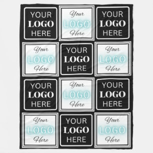 Two Logos Event White Simple Backdrop Fleece Blanket