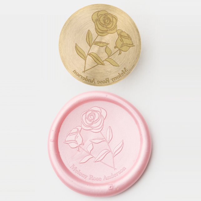 Two Long Stemmed Roses  Wax Seal Stamp (Stamped)