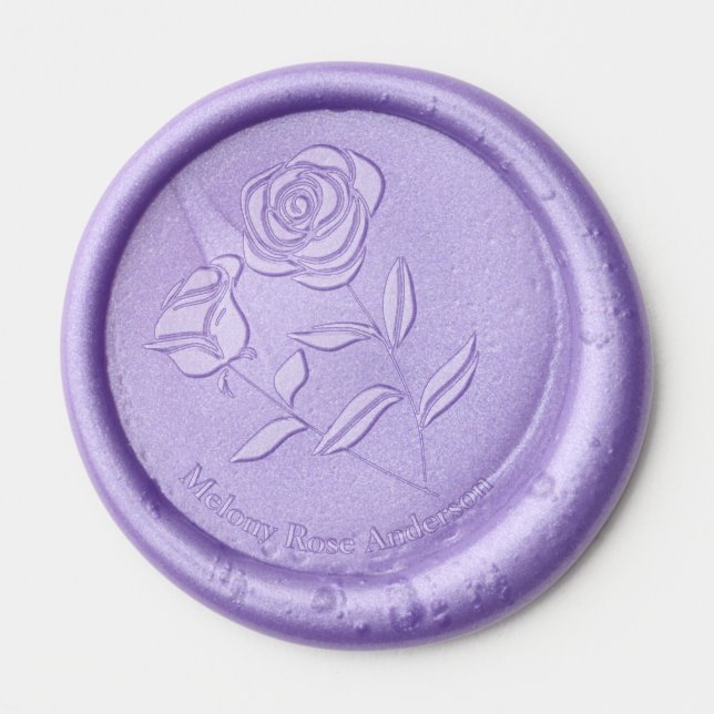 Two Long Stemmed Roses  Wax Seal Sticker (Front)