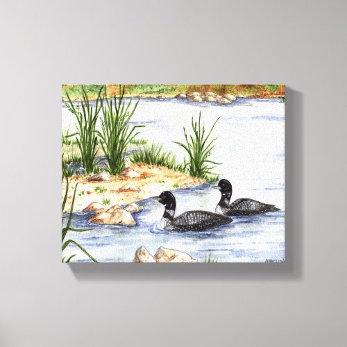 Two loons canvas print