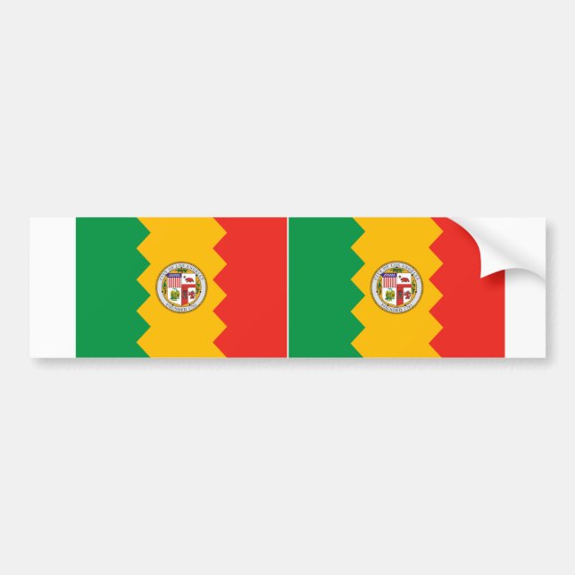 TWO Los Angeles Flag Bumper Sticker (Front)
