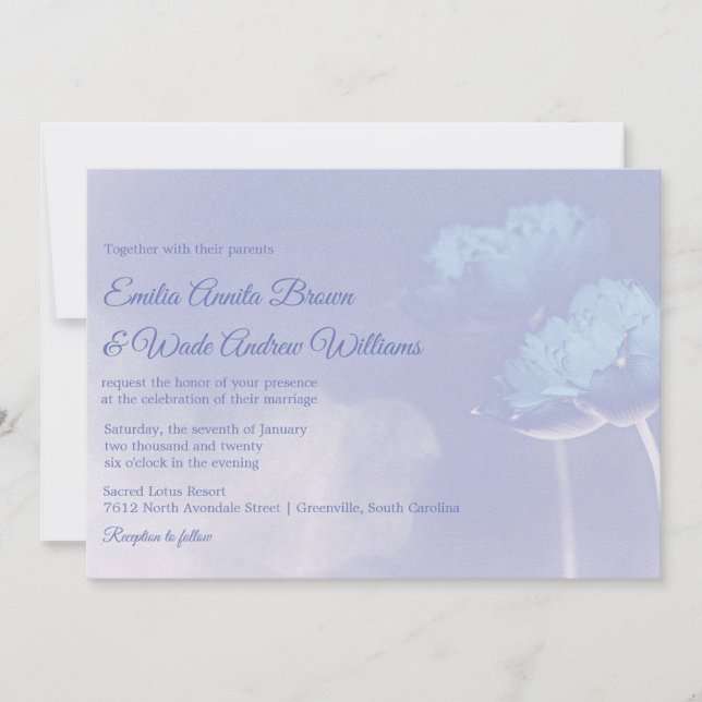 Two Lotus Flower Happily Together Lotus Wedding © Invitation (Front)