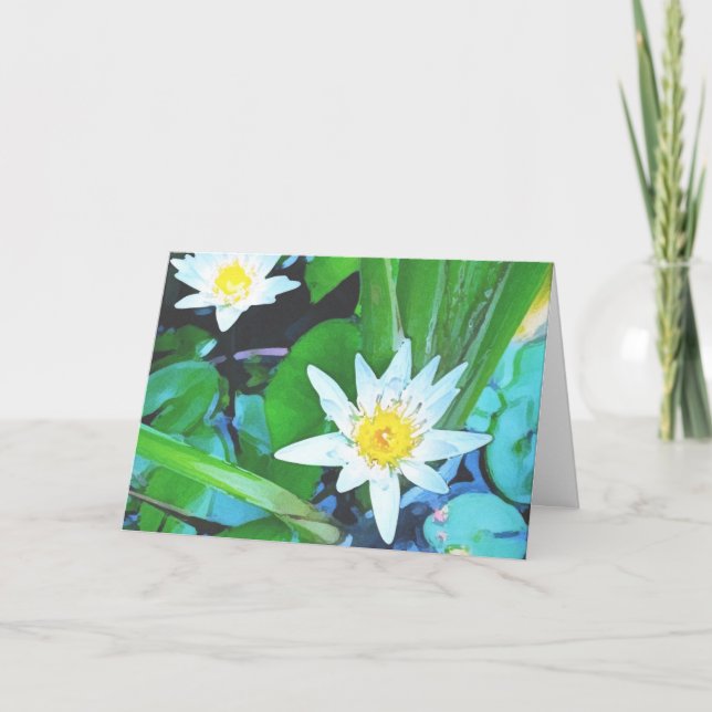 TWO LOTUS FLOWERS GREETING CARD (Front)