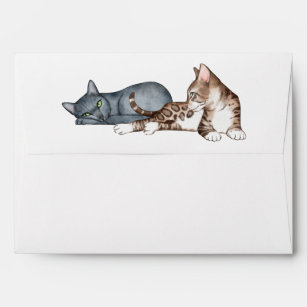 Two Lounging Cats Personalized Envelope