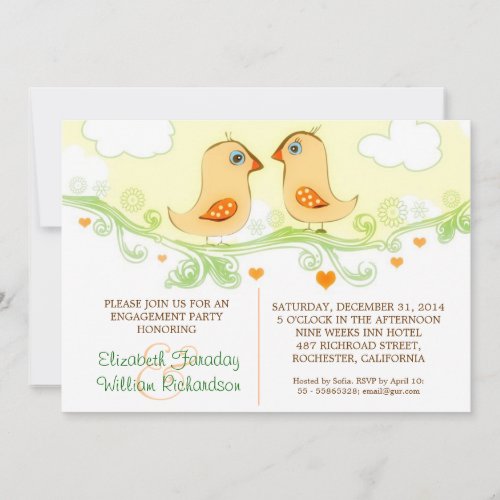 two love birds engagement party invitations