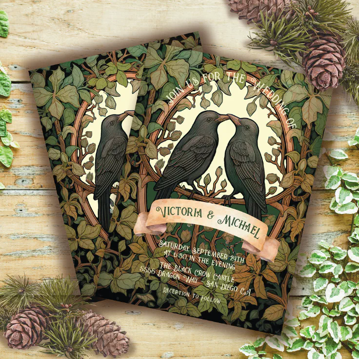 Two Love Birds Folk Art Wedding Invitation (Creator Uploaded)