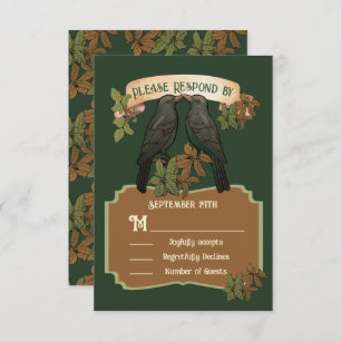 Two Love Birds Folk Art Wedding RSVP Invitation