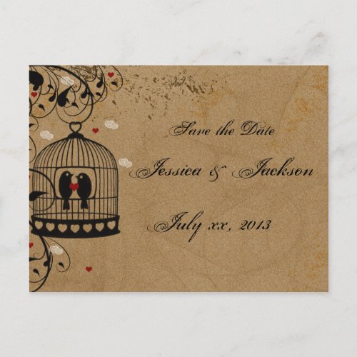Two Love Birds Save the Date Postcard