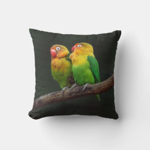 Two Lovebirds on a Branch Throw Pillow