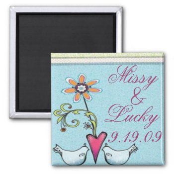 Two Lovebirds Save The Date Magnet by mjakubo434 at Zazzle