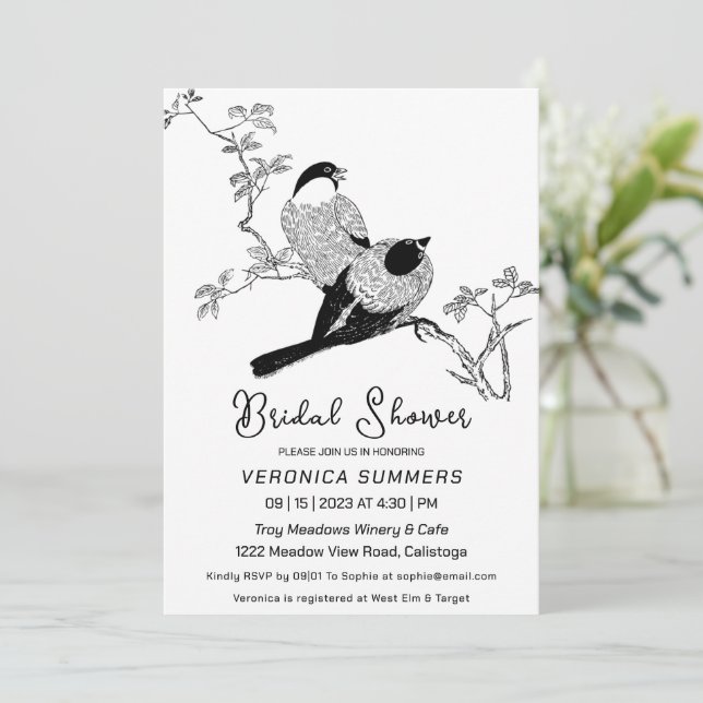 Two Lovely Birds Bridal Shower Invitation (Standing Front)