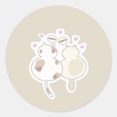 two lovely cats classic round sticker