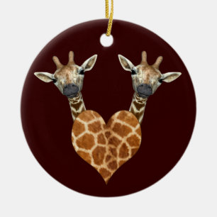 Two Lovely Giraffes Ceramic Ornament